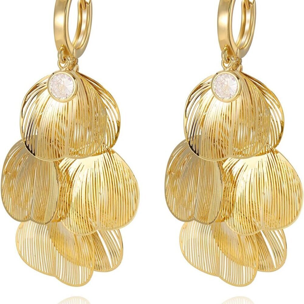Boho Floral Leaf Drop Dangle Earrings Gold Lightweight Jewelry for Women